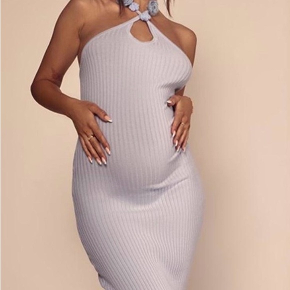 PrettyLittleThing Dresses & Skirts - PrettyLittleThing Lilac Ribbed Strapless Dress maternity